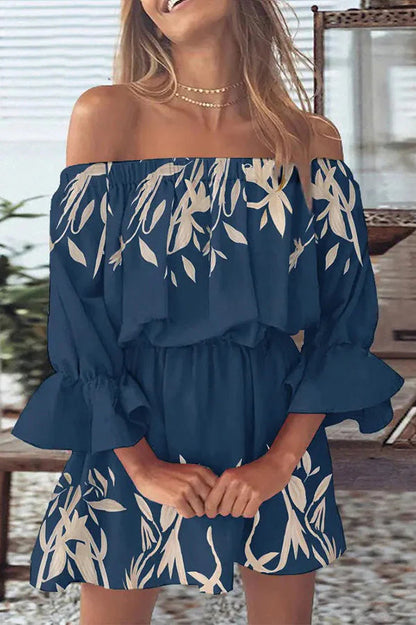 CM | It All Begins with Love Mini vestido estampado sin hombros