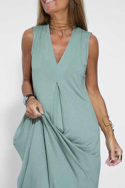 CM | Elegant is forever maxi vestido de punto de color sólido con abertura sin mangas