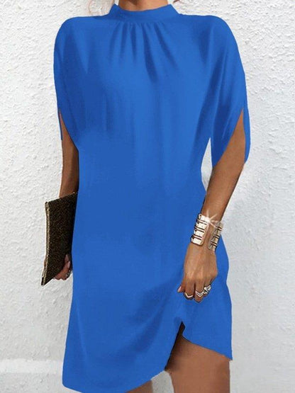 CM | Azul Minivestido monocolor de manga corta