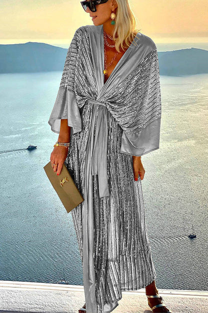 CM | Tardes de ensueño Estilo Corte Retro Kimono Fiesta Maxi Vestido