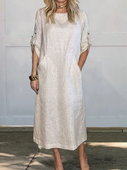 CM | Elegante vestido midi con bolsillos