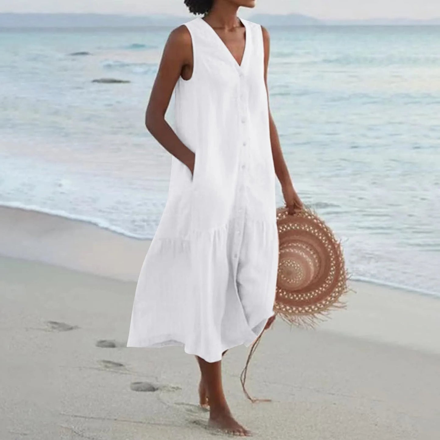 CM | elegante vestido midi de verano para mujer
