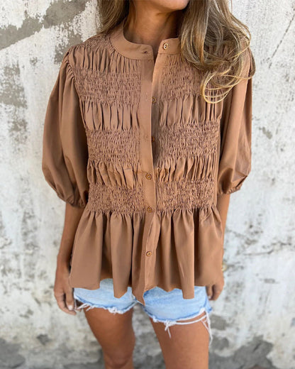 CM | Blusa Casual Moda Manga Corta Unicolor