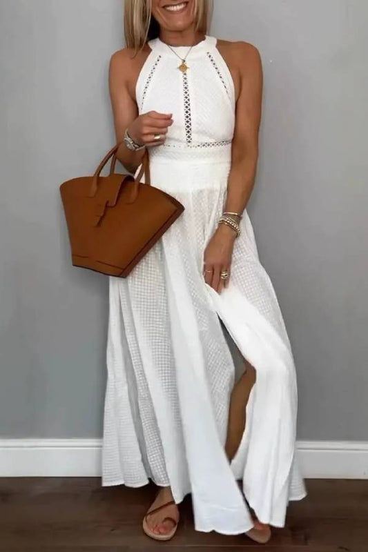 CM | maxi vestido de encaje sin mangas Vestido sin espalda