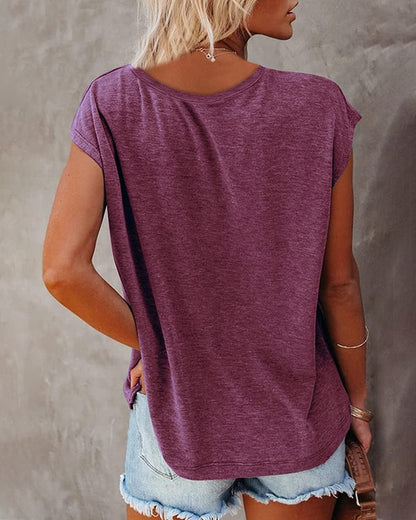 CM | Camiseta de tirantes monocolor con cuello en V y manga corta