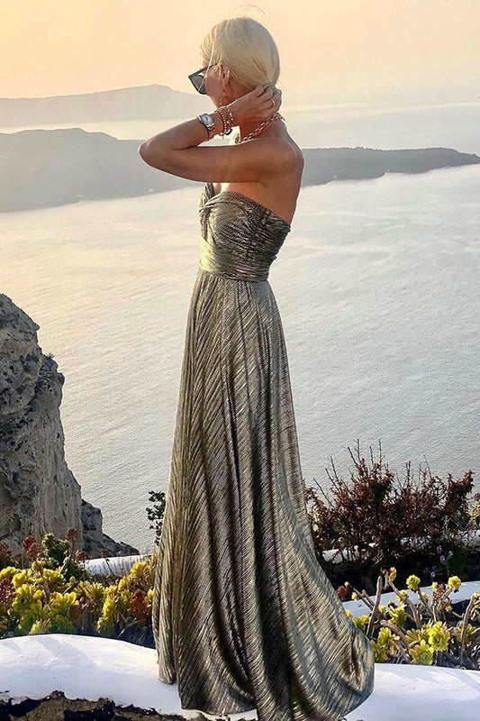 CM | Shimmer Please maxi vestido de fiesta sin hombros