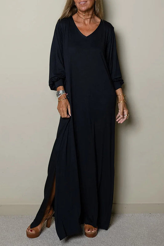 CM | Ladies Vestido maxi casual con escote en V