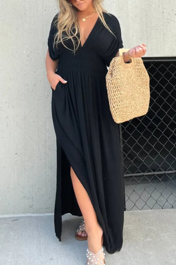 CM | MAXI VESTIDO LARGO CON ESCOTE EN V SIN ESFUERZO (COMPRA 2 ENVÍO GRATIS)