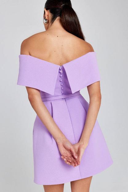 CM | Elegante Noche Solapa Bandeau Cinturón Desmontable Bolsillo Mini Vestido