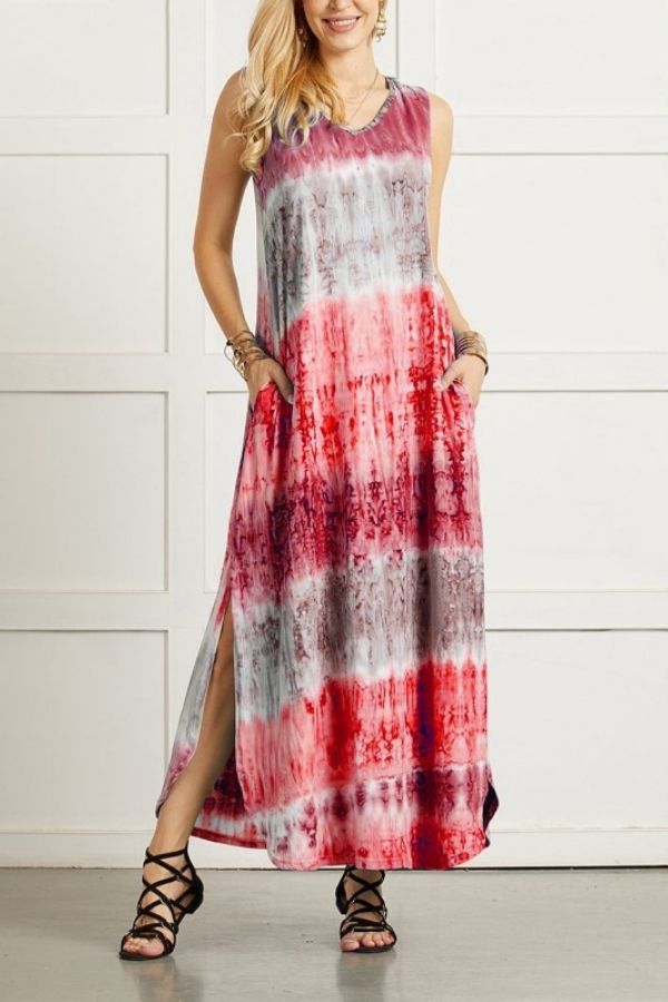 CM | MAXI VESTIDO ESTAMPADO DE COLORES SIN MANGAS