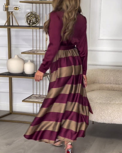 CM | Elegante maxi vestido de rayas