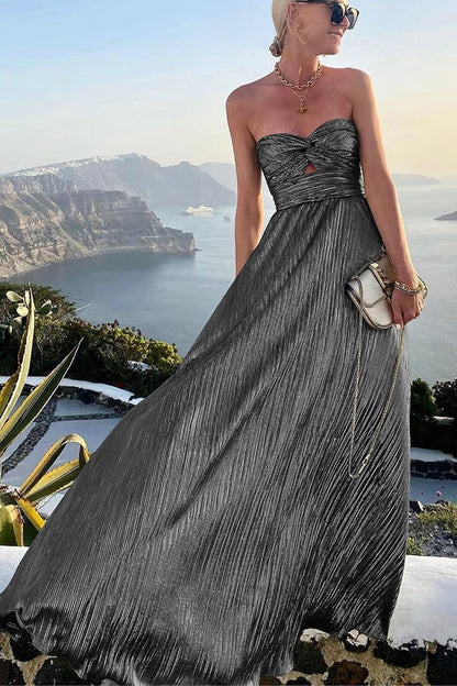 CM | Shimmer Please maxi vestido de fiesta sin hombros