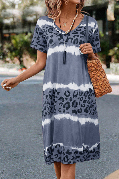 CM | Vestido Midi Casual con estampado de leopardo degradado