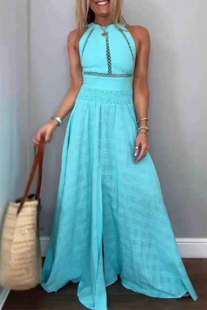 CM | maxi vestido de encaje sin mangas Vestido sin espalda
