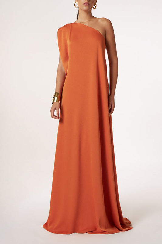 CM | Atemporal encanto de un solo hombro A-line elegante vestido maxi