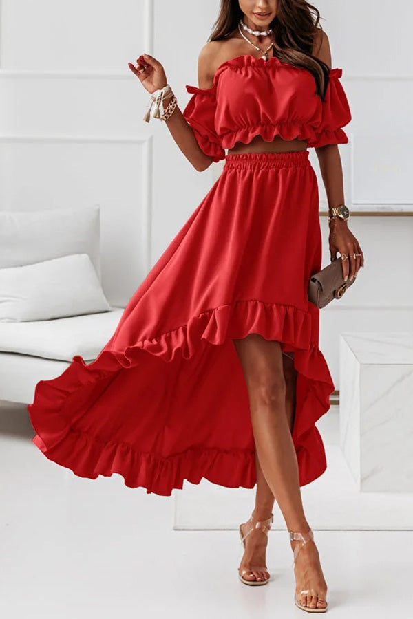CM | Traje vestido midi sin hombros