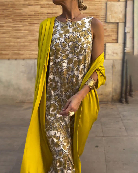 CM | Elegante vestido largo con cárdigan a juego