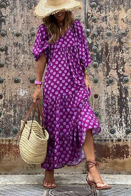 CM | Vestido midi con mangas abullonadas