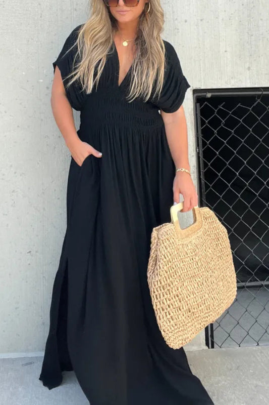 CM | MAXI VESTIDO LARGO CON ESCOTE EN V SIN ESFUERZO (COMPRA 2 ENVÍO GRATIS)