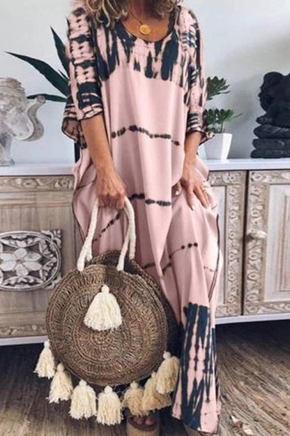 CM | maxi vestido estampado suelto con escote redondo