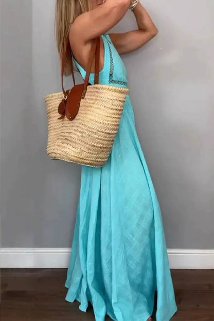 CM | maxi vestido de encaje sin mangas Vestido sin espalda