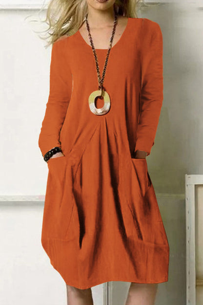 CM | Loose Casual Vestido Largo Unicolor Vestido Bolsillo
