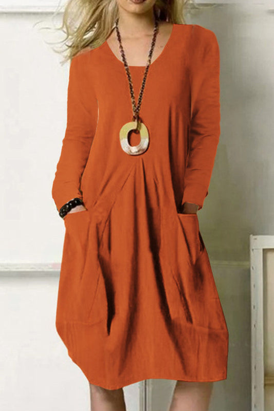 CM | Loose Casual Vestido Largo Unicolor Vestido Bolsillo
