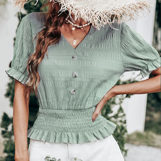 CM | Blusa con cierre de botones y peplum
