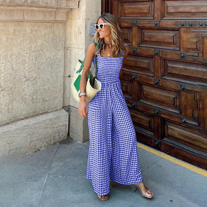 CM | Aireado mono de cuadros para mujer, perfecto para el verano