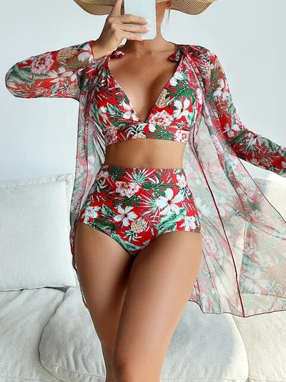 CM | Bikini sexy con estampado floral y superposición