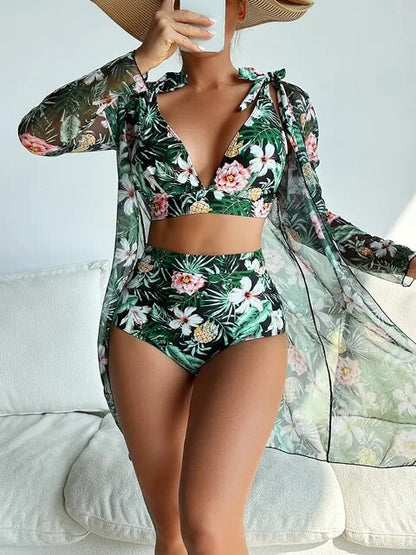 CM | Bikini sexy con estampado floral y superposición