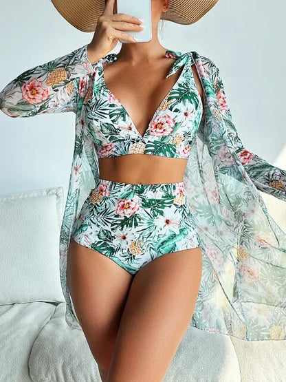 CM | Bikini sexy con estampado floral y superposición