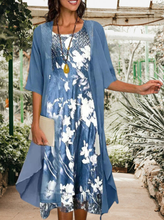 CM | mini vestido floral de manga corta y estilo blazer entallado
