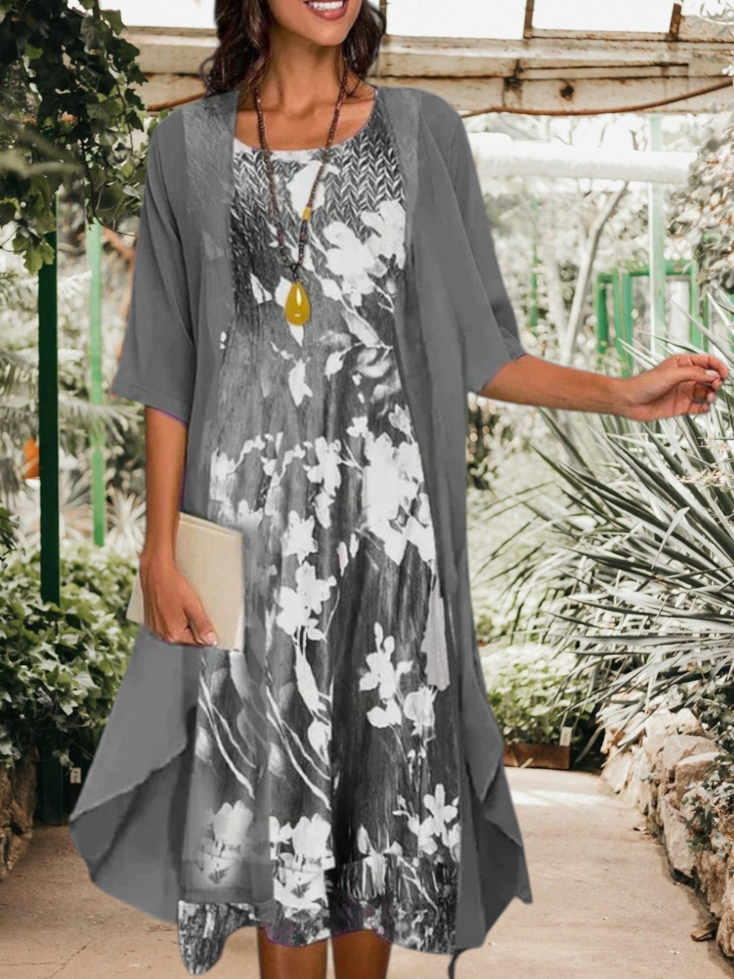 CM | mini vestido floral de manga corta y estilo blazer entallado