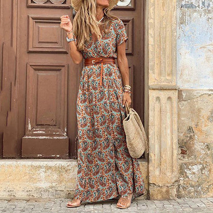 CM | Vestido maxi boho con cinturón