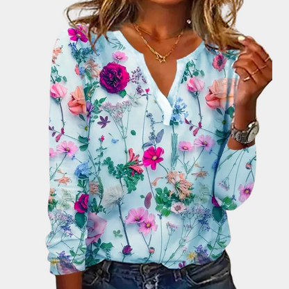 CM | Blusa casual de mujer con estampado floral
