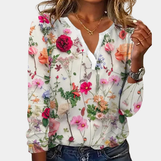 CM | Blusa casual de mujer con estampado floral