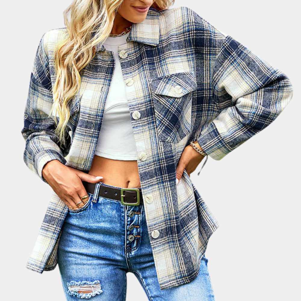 CM | Blusa clásica de cuadros para mujer