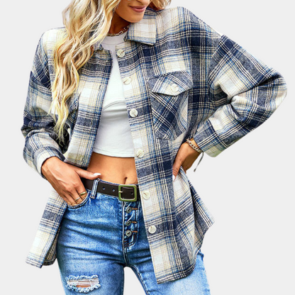 CM | Blusa clásica de cuadros para mujer