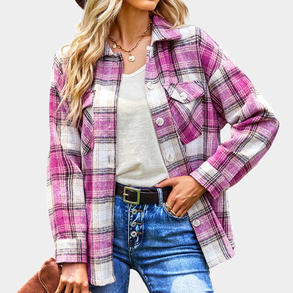 CM | Blusa clásica de cuadros para mujer