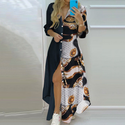 CM | elegante maxi vestido de manga larga para ocasiones informales y formales