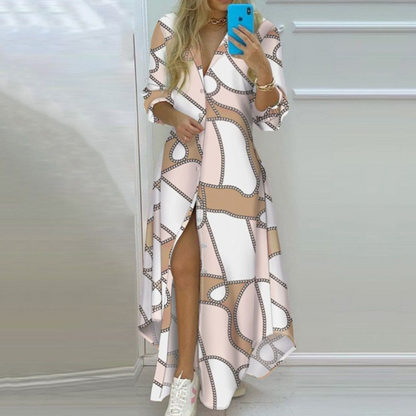 CM | elegante maxi vestido de manga larga para ocasiones informales y formales