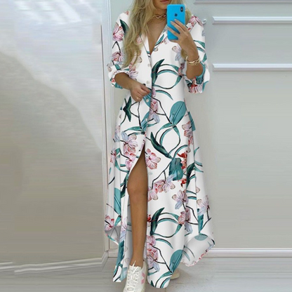 CM | elegante maxi vestido de manga larga para ocasiones informales y formales