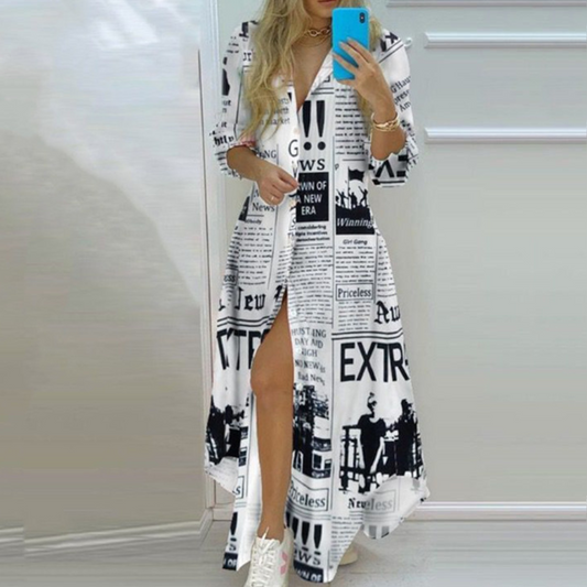 CM | elegante maxi vestido de manga larga para ocasiones informales y formales