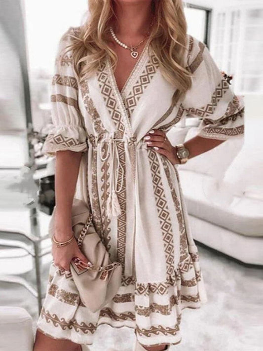 CM | Minivestido casual con estampado de rombos