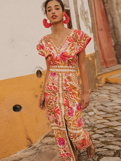 CM | Elegante vestido largo vintage con originales y sofisticadas mangas
