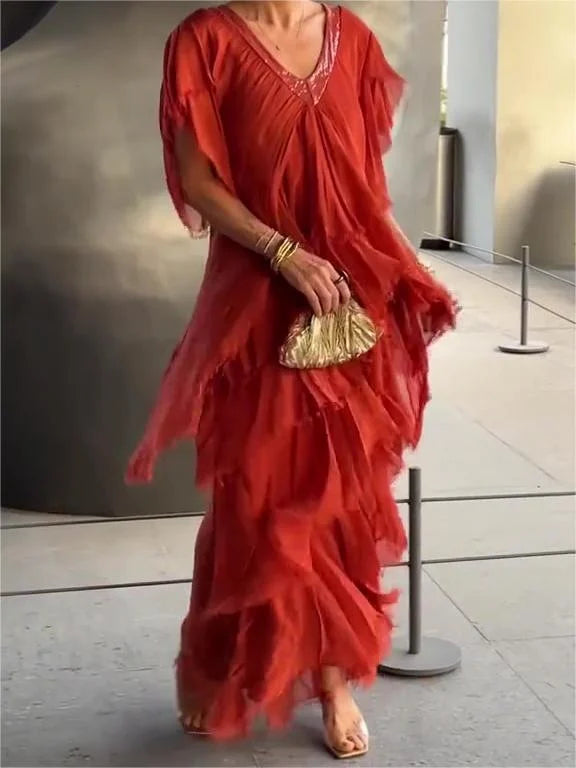 CM | Elegante maxi vestido con escote pronunciado