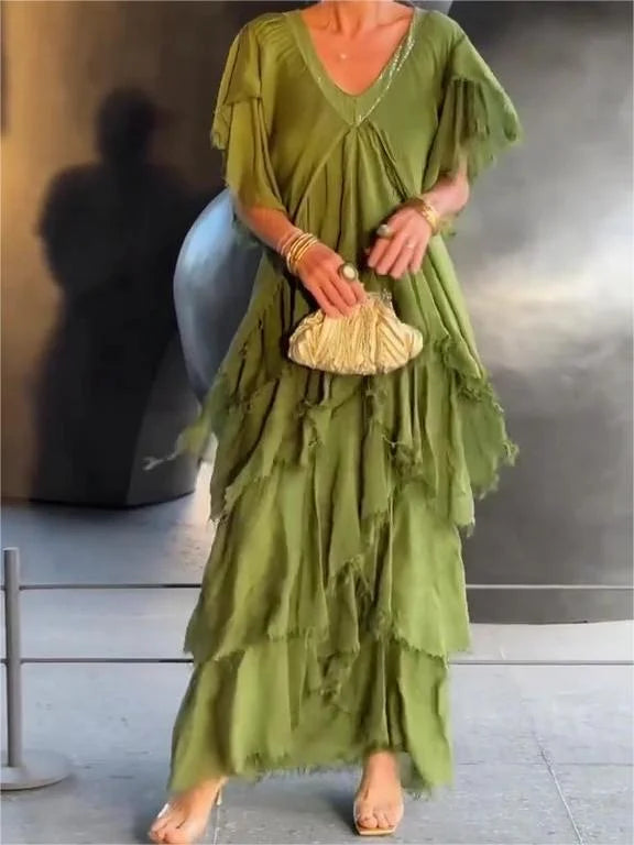 CM | Elegante maxi vestido con escote pronunciado