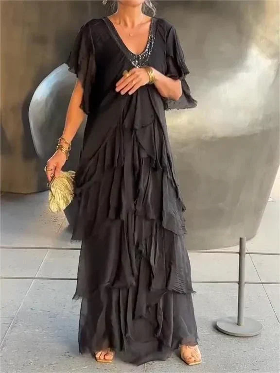CM | Elegante maxi vestido con escote pronunciado