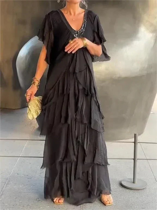 CM | Elegante maxi vestido con escote pronunciado